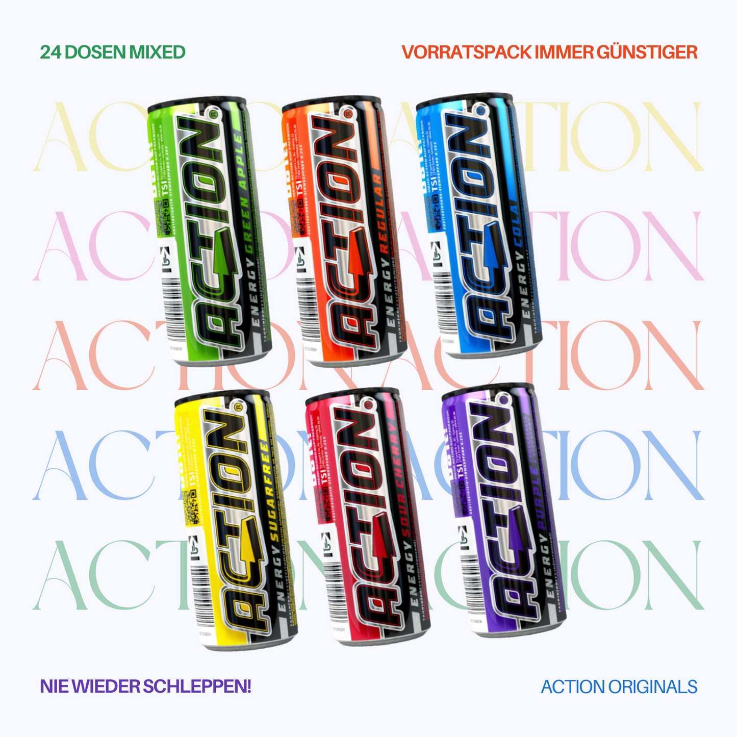 ACTION Energy Drink 6er Mix - 24 x 250ml