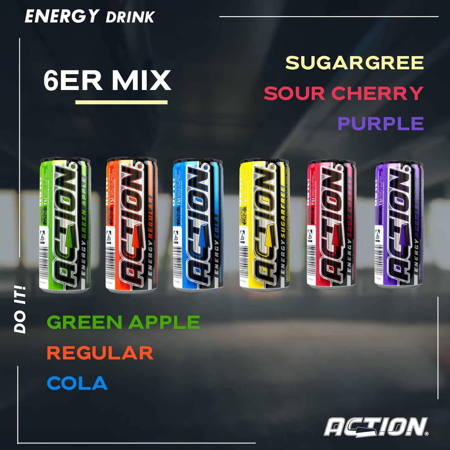 ACTION Energy Drink 6er Mix - 24 x 250ml