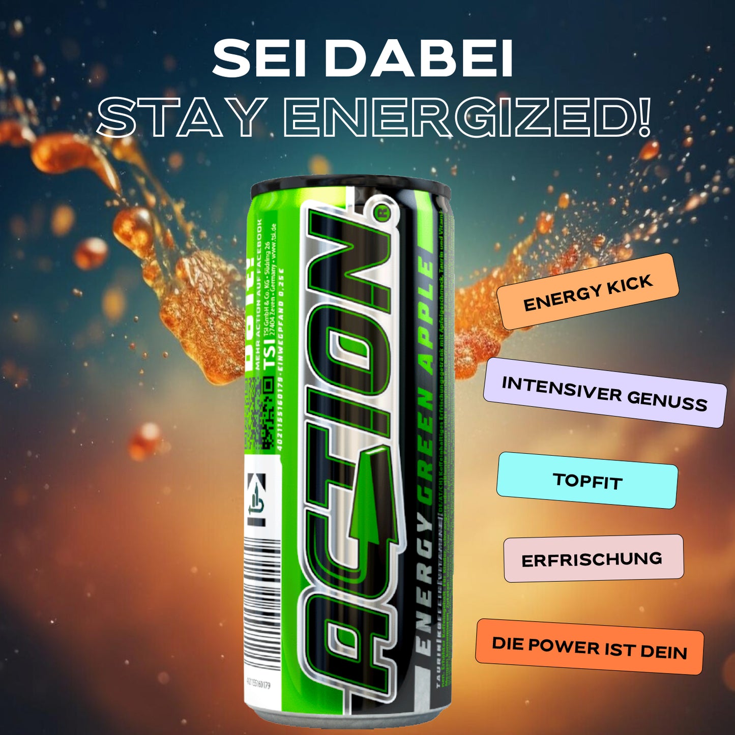 ACTION Green Apple - 24 x 250ml
