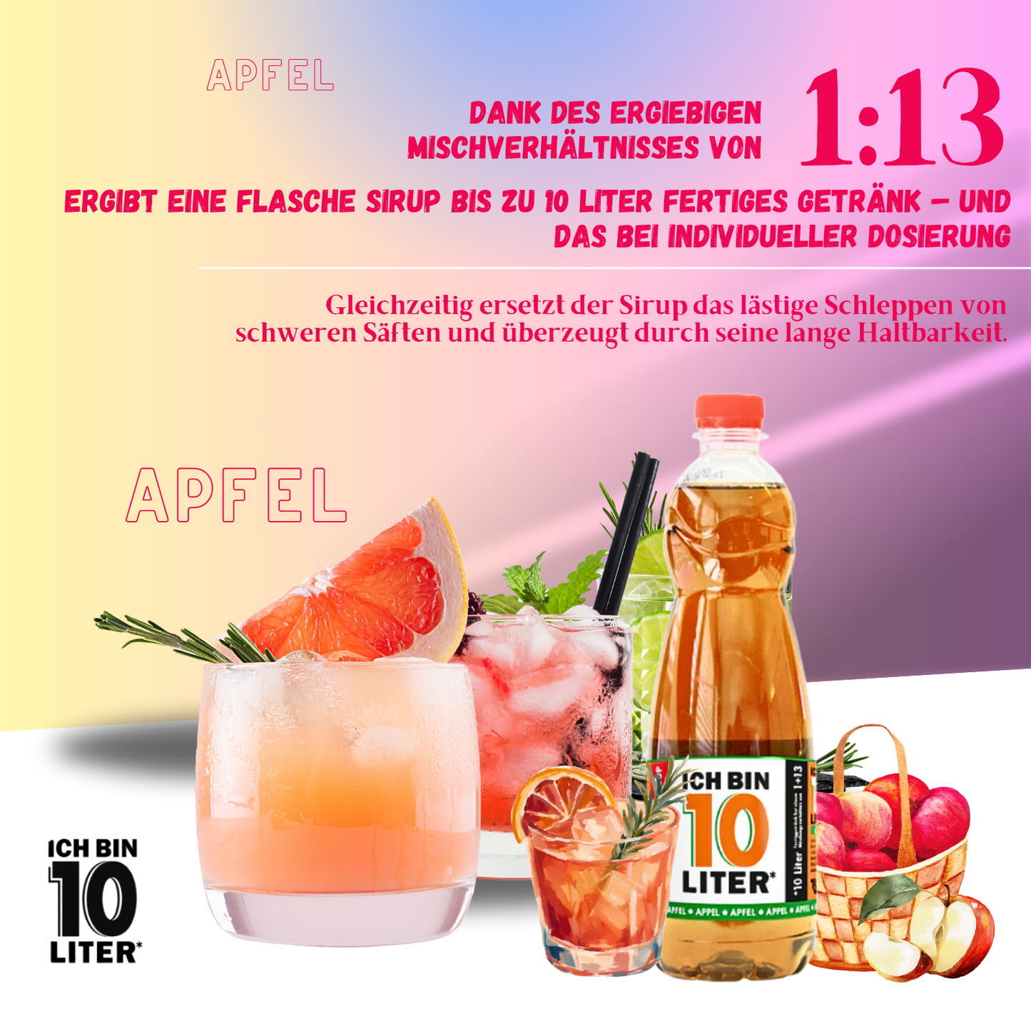 ICH BIN 10 LITER Apfel Sirup 6 x 0,7l