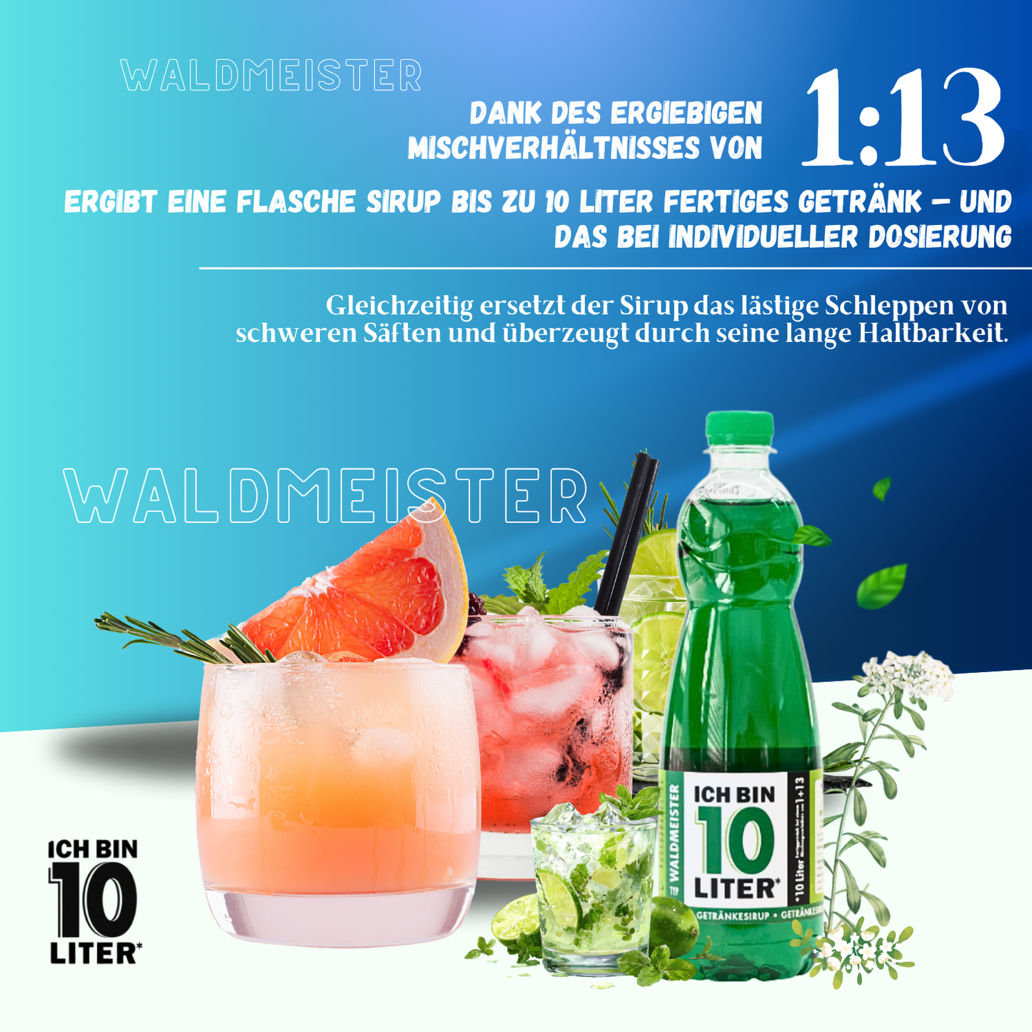 ICH BIN 10 LITER Waldmeister Sirup 6 x 0,7l