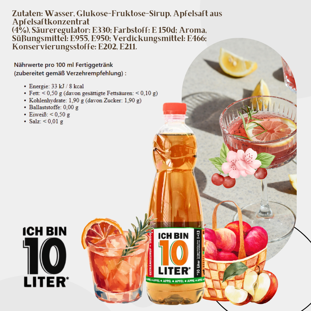 ICH BIN 10 LITER Apfel Sirup 6 x 0,7l