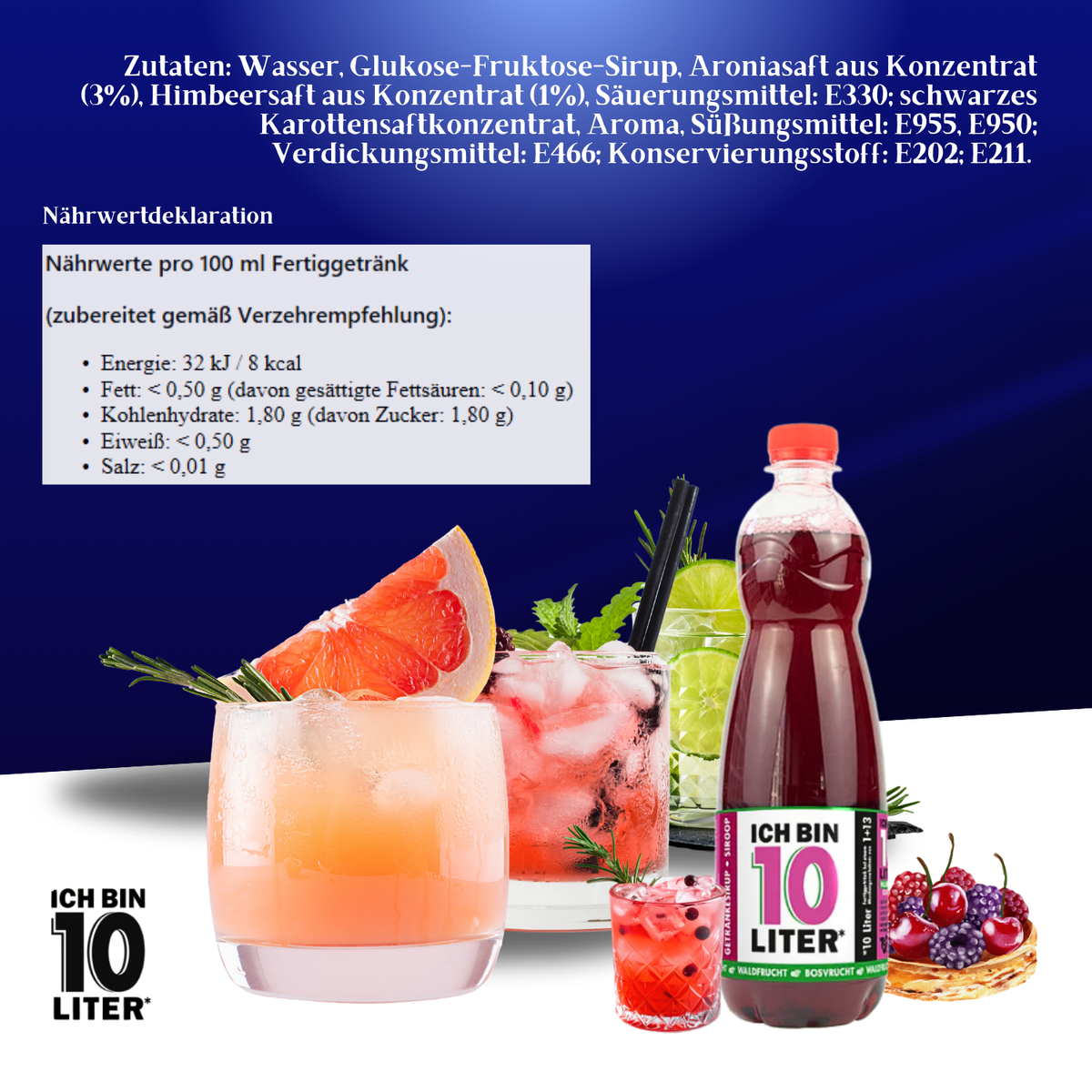 ICH BIN 10 LITER Waldfrucht Sirup 6 x 0,7l