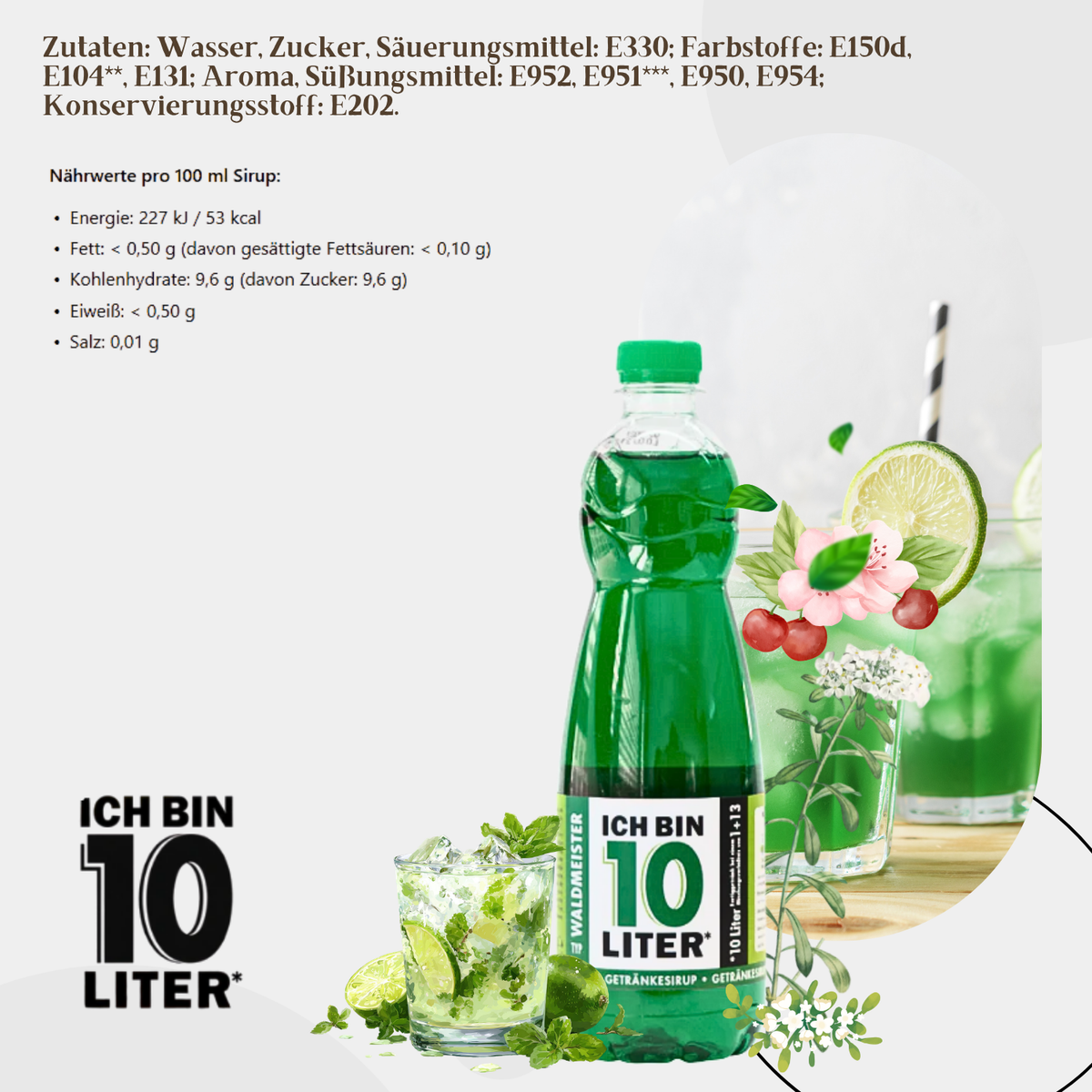 ICH BIN 10 LITER Waldmeister Sirup 6 x 0,7l